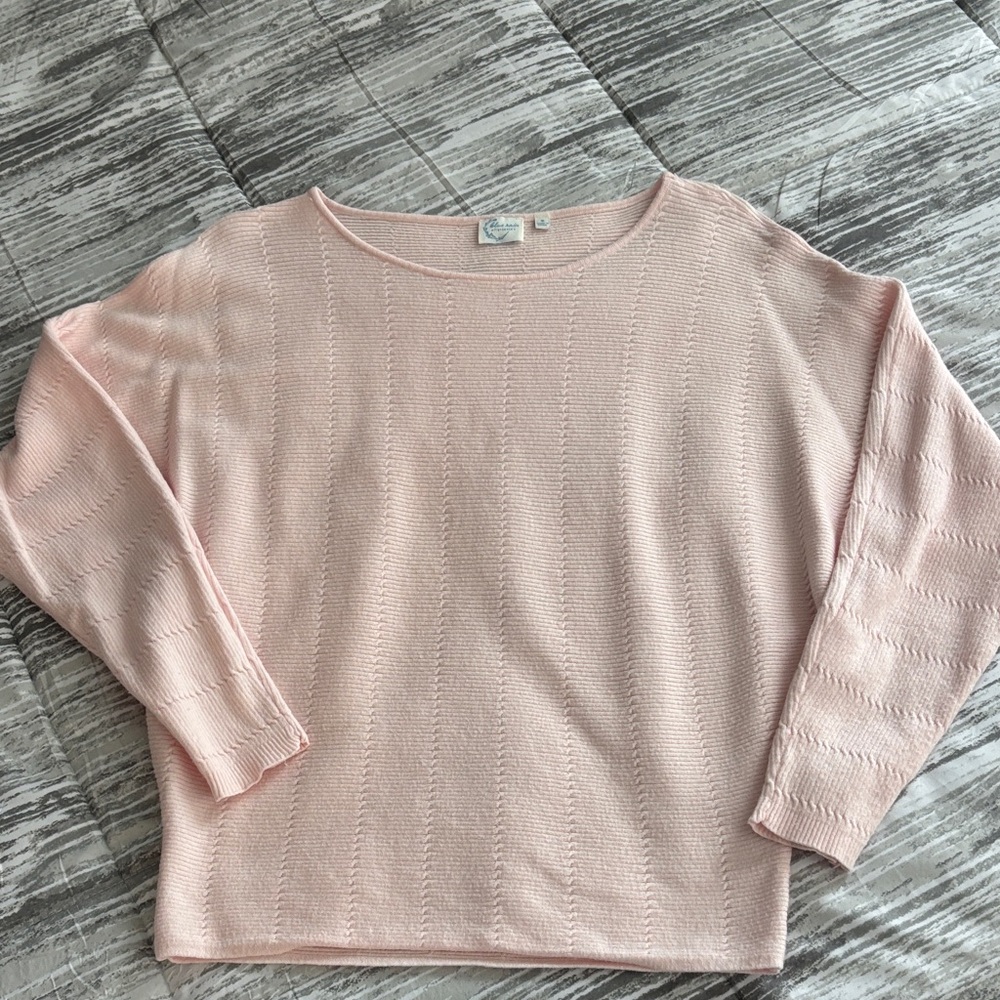 Women’s Baby Pink Boatneck Dolman Sleeve Knit Top Sweater - Small